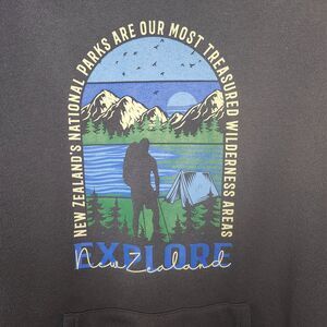 NEW ZEALAND Sea to Sky Hoodie Medium Navy Blue National Parks Camping Hiking